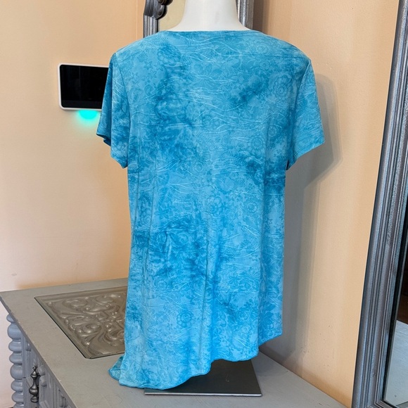 Db Large Blue Floral Women's Top Asymmetrical Hem - Picture 7 of 9